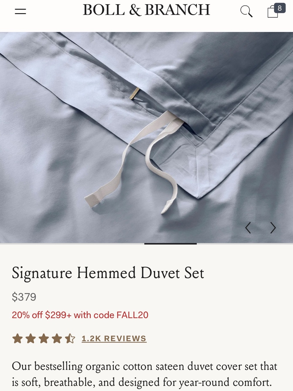 NWT - Boll & Branch Signature Vintage Washed Duvet Set in Hydrangea